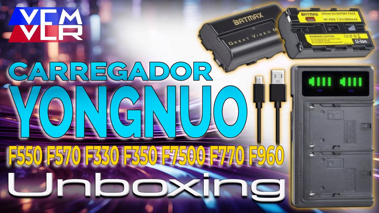 00083 - Unboxing - CARREGADOR YONGNUO + 2 BATERIAS NP F550