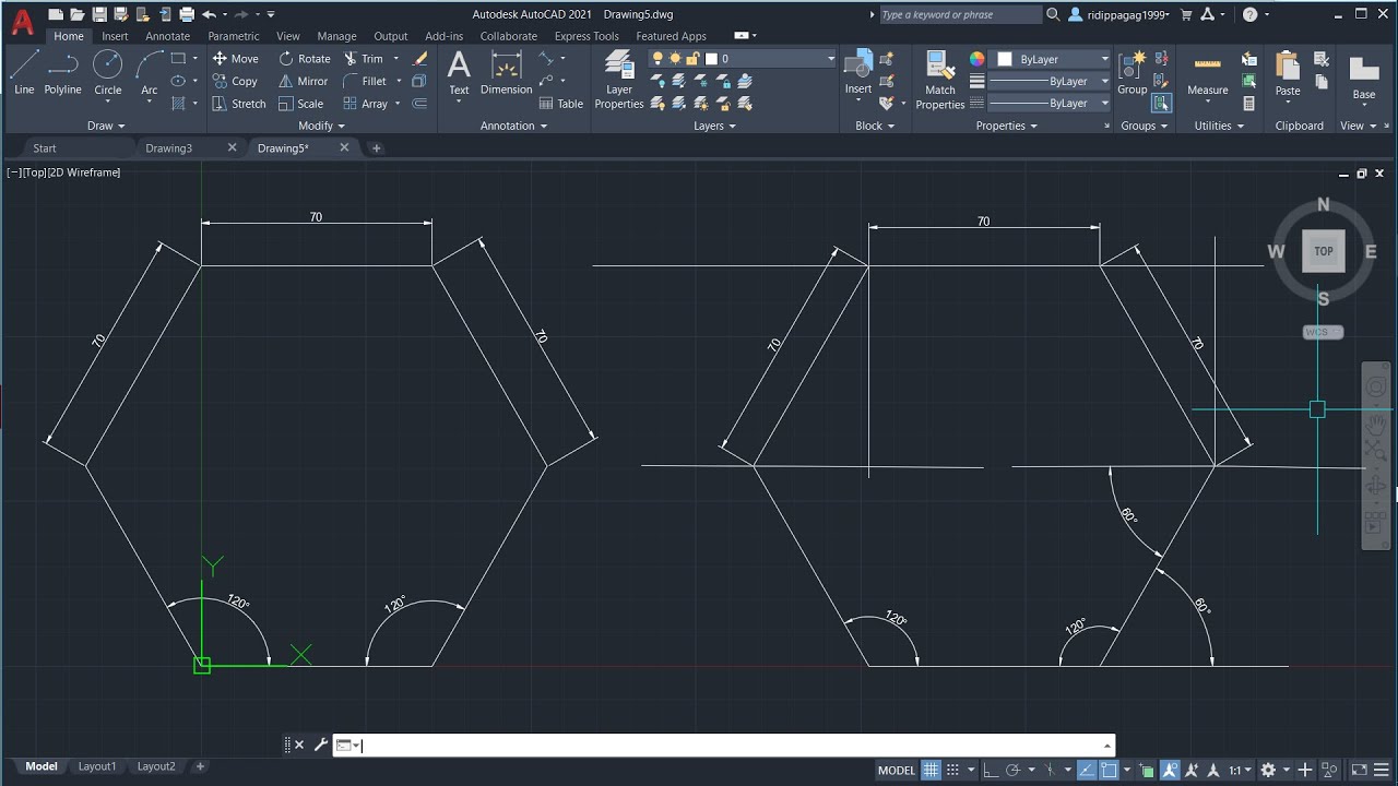 AUTOCAD 2D || RELATIVE POLAR CO-ORDINATE SYSTEM
