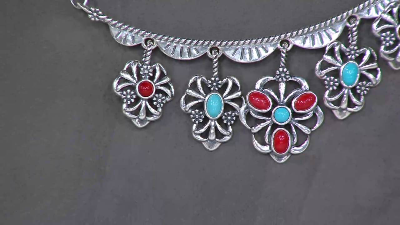 Sterling Silver Multi-Gemstone Charm Necklace by American West on QVC