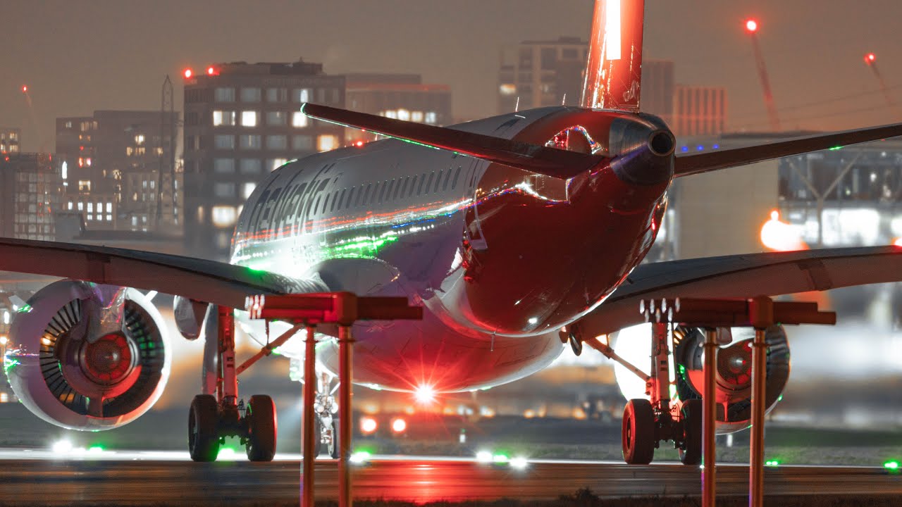 ✈ 4K Helvetic Airways Embraer E190 E2 Take off from London City Airport!