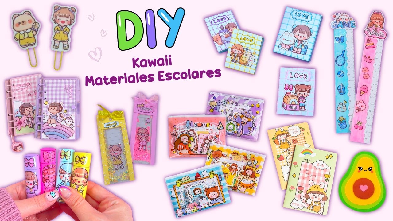 HAZLO, TU MISMA! MATERIALES ESCOLARES KAWAII - MARCAPÁGINAS, MINI CUADERNOS, REGLA Y MÁS...