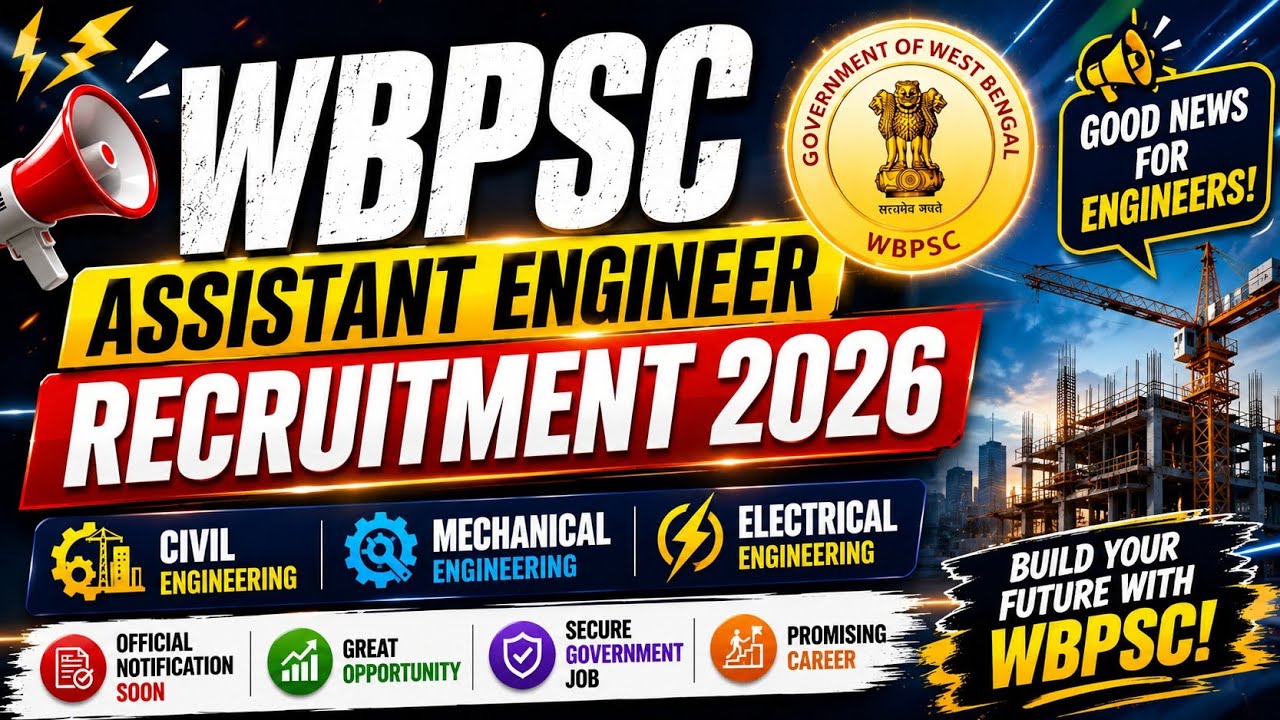 Wbpsc Assistant Engineer Recruitment 2026 | Civil/Mechanical/Electrical | Good News For Engineers!!
