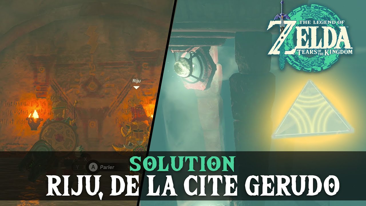 Zelda Tears of the Kingdom - Solution : Riju, de la cit&eacute; Gerudo (Piliers rouge, Triangle et lumi&egrave;re)