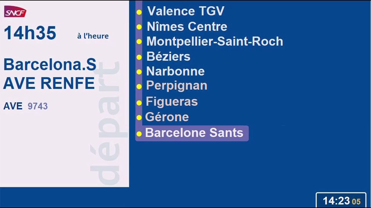 Annonces en gare de Lyon Part Dieu de l'AVE RENFE SNCF n°9743