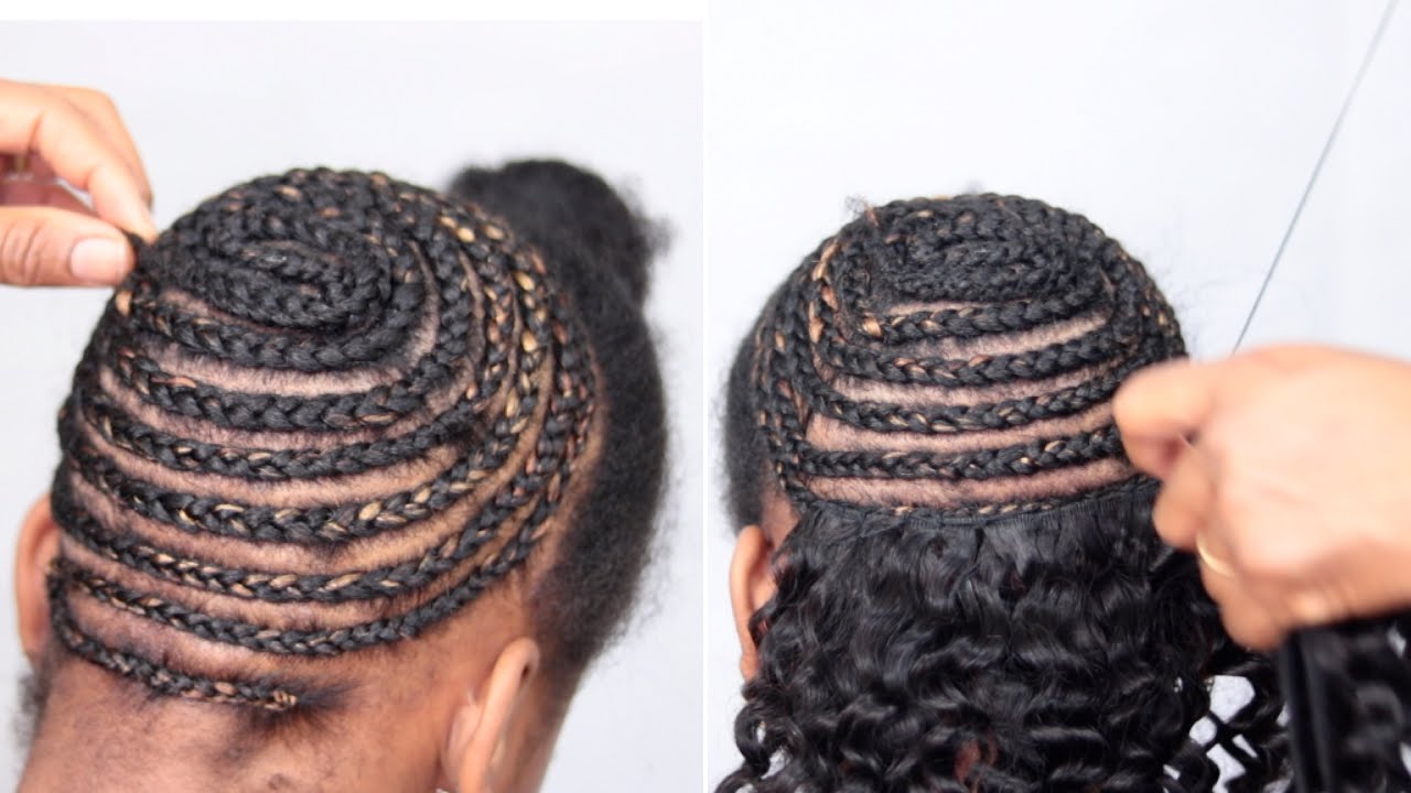 HOW TO DO CURL HALF UP HALF DOWN SEW IN ON SHORT NATURAL HAIR || CURLS QUEEN