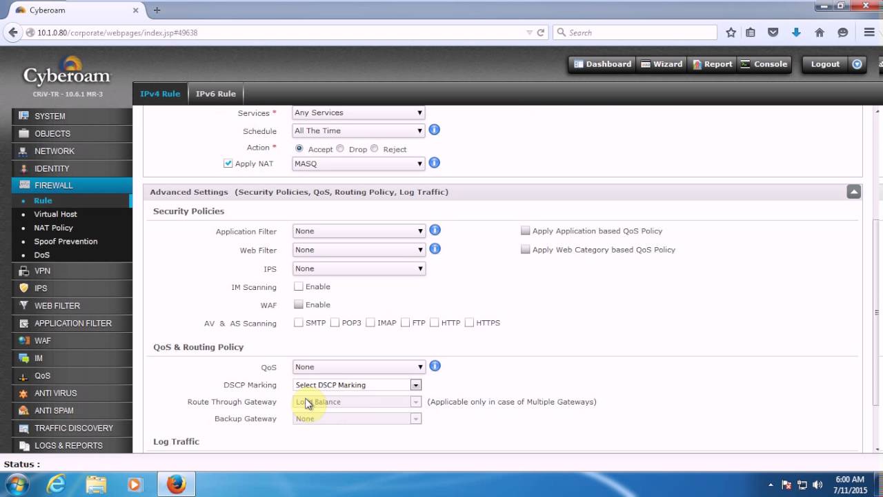How to create ip base Firewall Rule to allow internet access on Machine in cyberoam