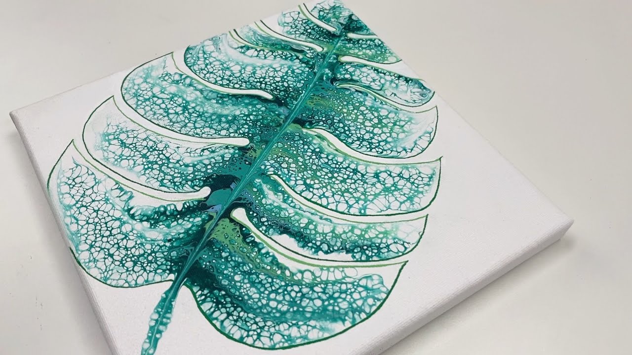 64. TROPICAL LEAF Acrylic swipe | Acrylic Pouring Tutorial