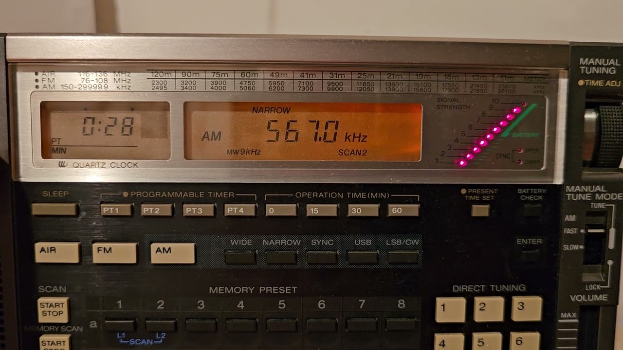 SONY ICF-2001D. 567 кгц.  SRR Radio Rom&acirc;nia Actualități