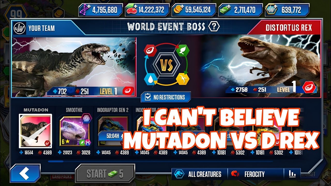 🔥 I CAN’T BELIEVE THIS MUTADON vs DISTORTUS REX BOSS! Jurassic World: The Game😱