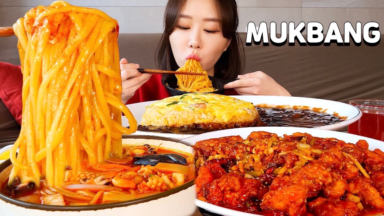 MUKBANGㅣASMR 화끈하게 매운 불타는 짬뽕🍜🔥,새콤달콤 깐풍기, 볶음밥까지 배터지게 먹방♥️ Spicy jjamppong, Ganpengji, Fried rice♥️