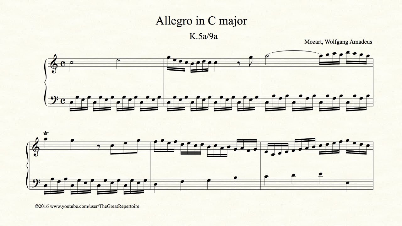 Mozart, Allegro in C major, K.5a