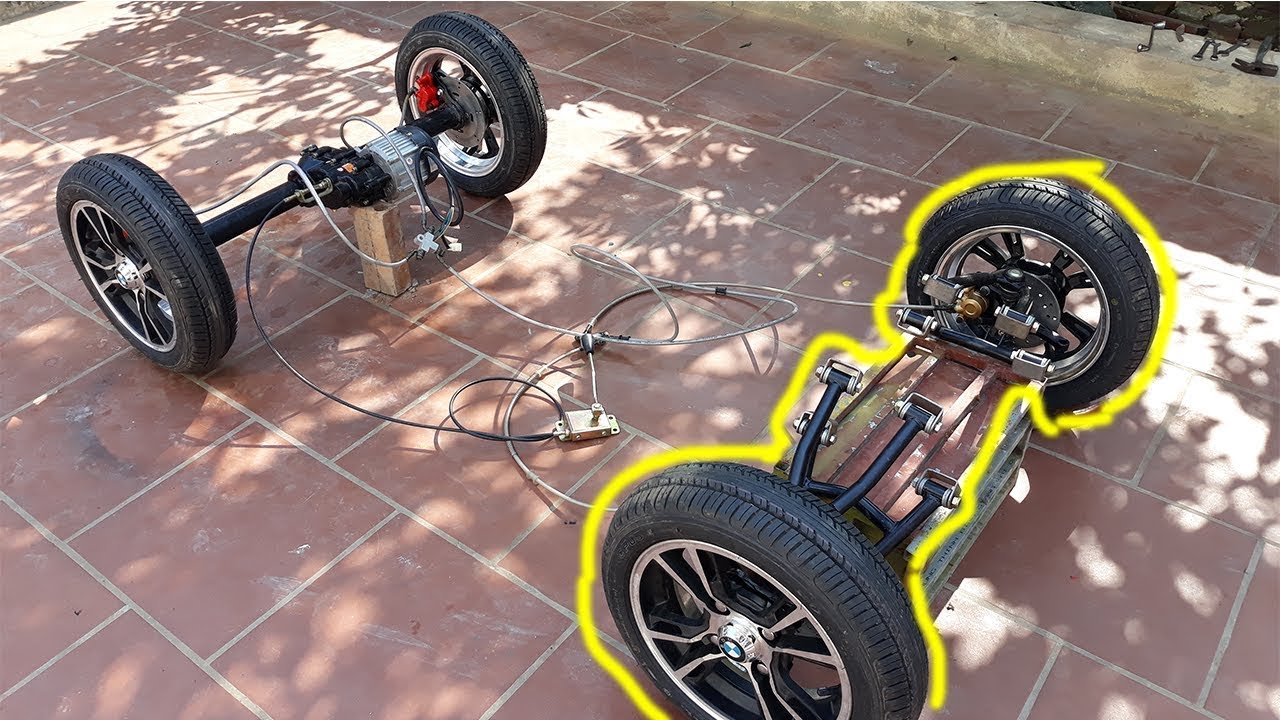 TECH - Electric car with oil disc brakes part 2 - Front axle of electric car AA