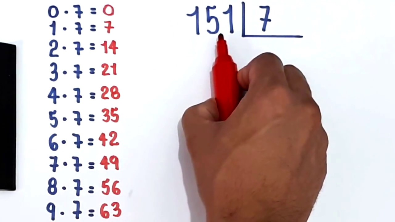 DIVISÃO NÃO EXATA: 151 dividido por 7