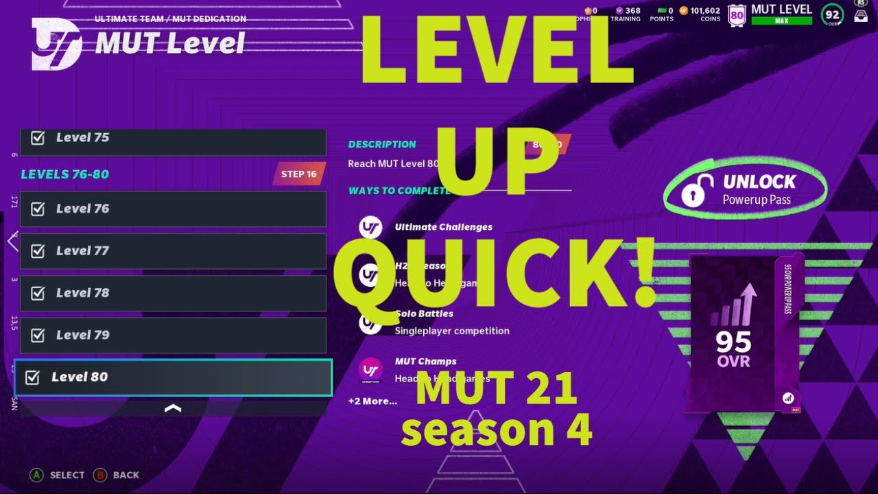 LEVEL UP FAST!!! MUT 21 season 4