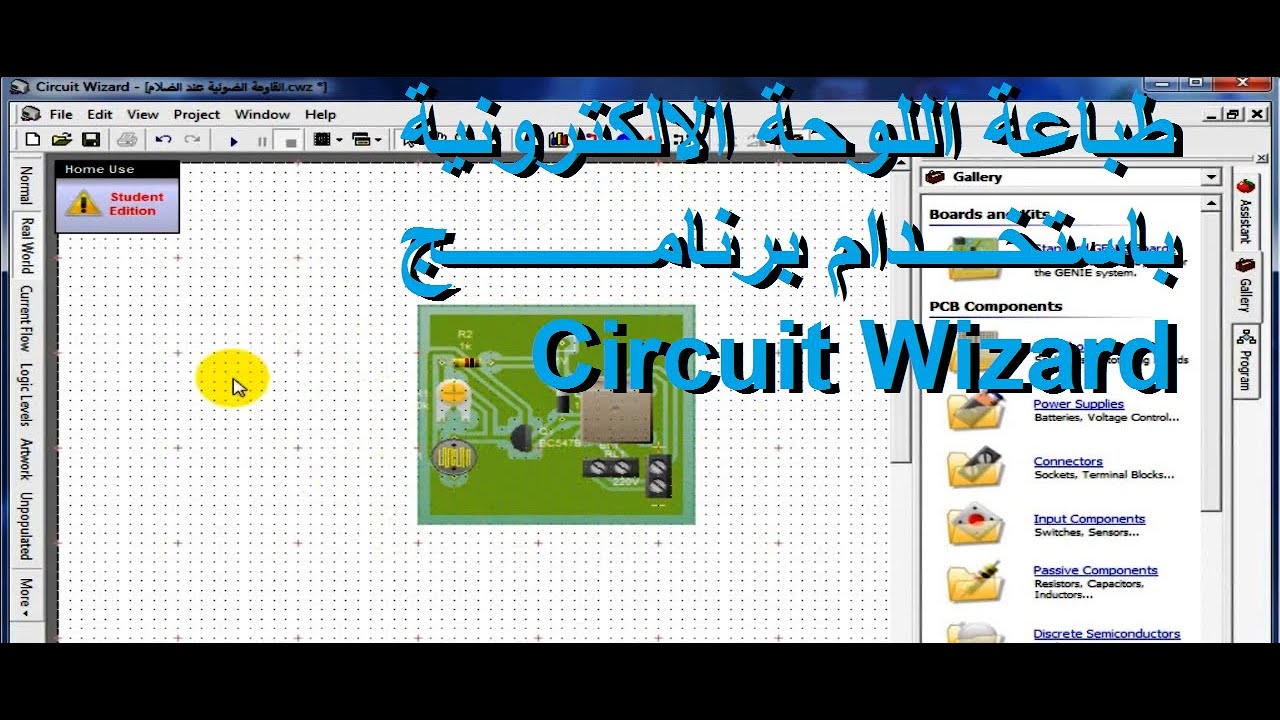 طباعة اللوحة الالكترونية ومعرفة بعض الدارات في برنامج Circuit Wizard║الجزء الثاني