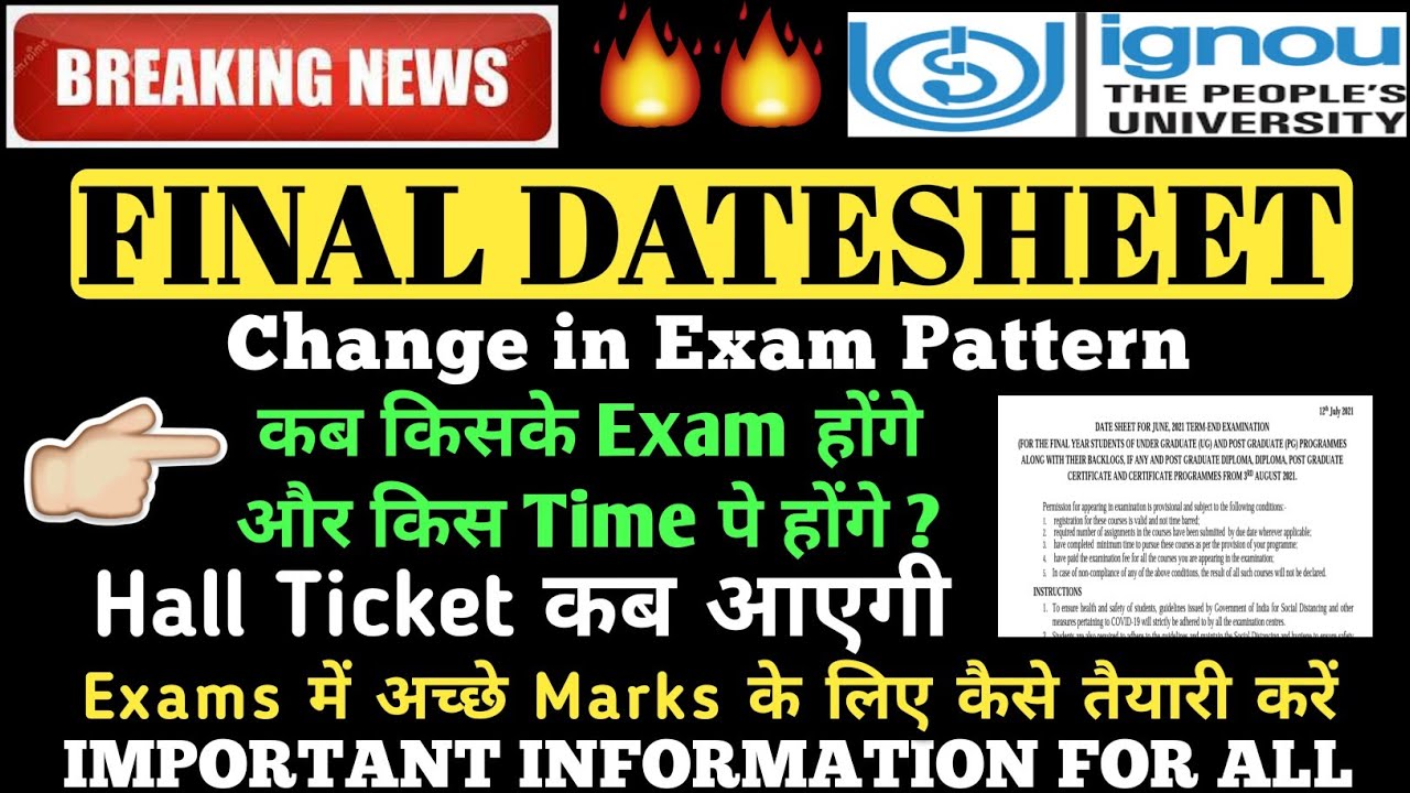 [Breaking News] IGNOU FINAL DATE SHEET RELEASED for JUNE 2021 EXAMS Complete info By TIPS GURU