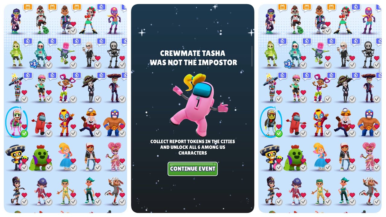 Subway Surfers x Among Us Gameplay Crewmate Tasha vs Zombie Jake Serious Outfit vs Zombie Jake