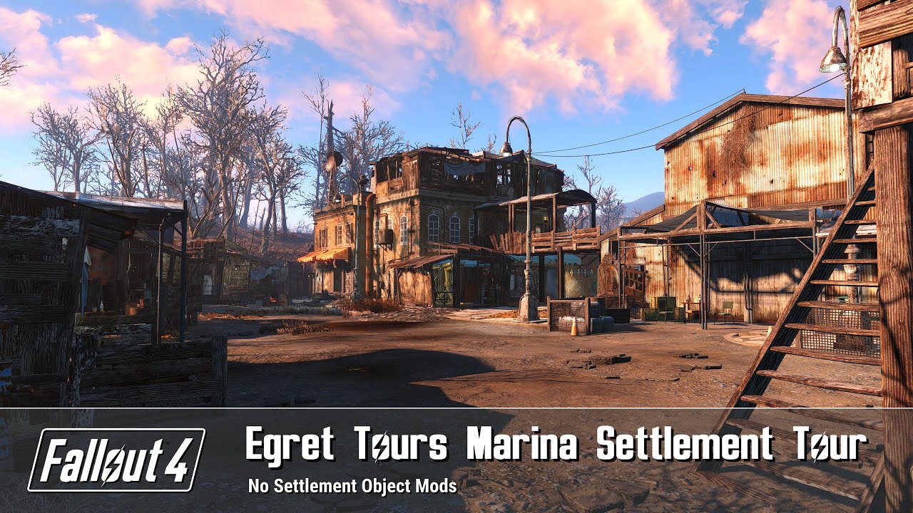 Fallout 4  - Egret Tours Marina Settlement Build Tour
