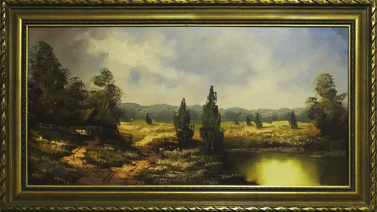 Landscape Gold Framed Painting TV Art | TV Art Wallpaper Çerçeve 4K
