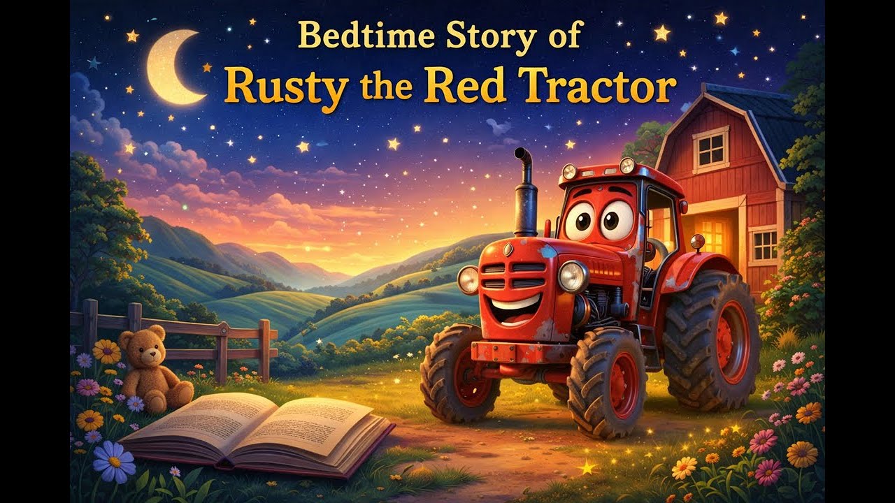 Rusty the Red Tractor’s Hard Day | Bedtime Story for Kids
