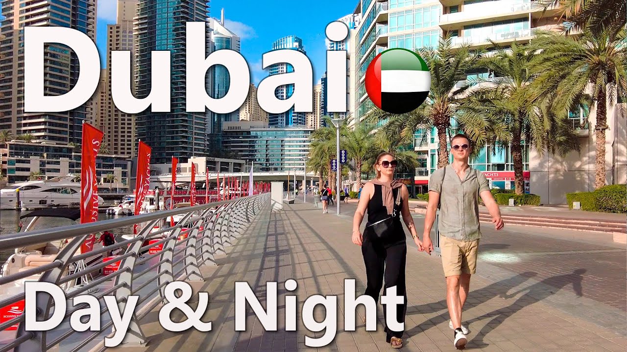 Dubai Marina Day and Night Walking Tour 4K🇦🇪