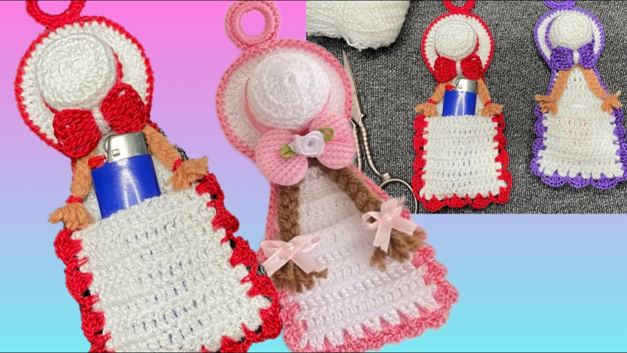 Porta mechero en la técnica de crochet tejido pasó a pasó