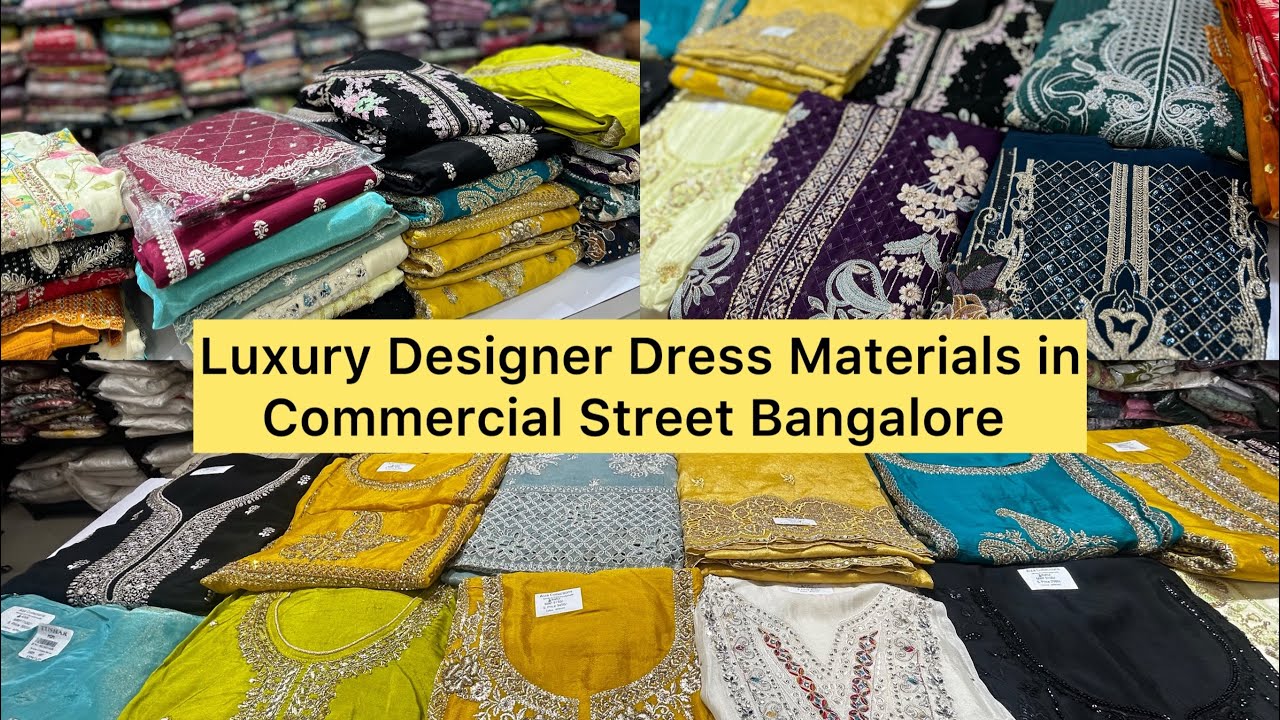 Designer Dress Materials in Commercial Street Bangalore  Aiza Collections| Street Shopping | Khushbu