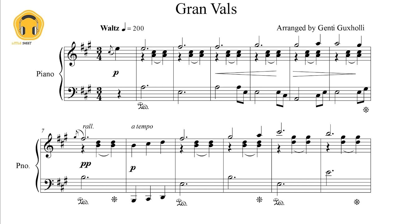 Gran Vals by Francisco Tárrega (Piano Solo/Sheets)
