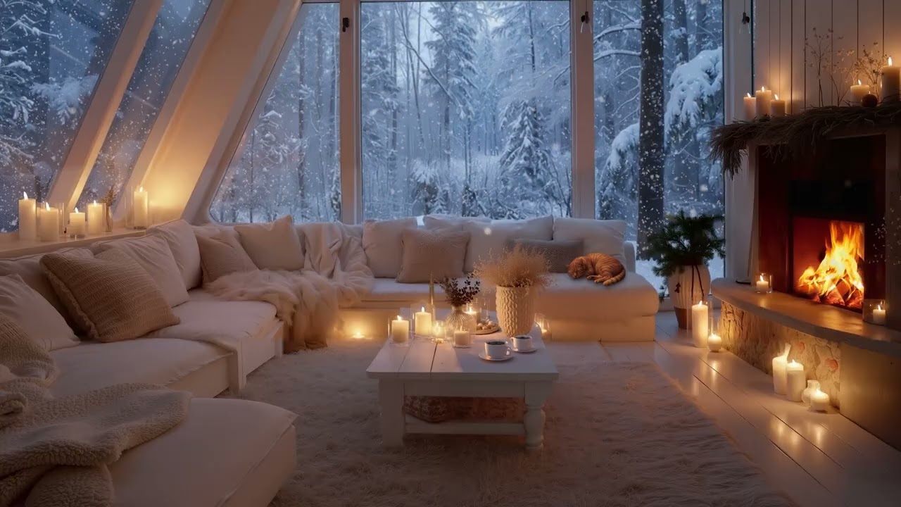 Winter Whispering Cabin ❄️✨ Cozy Fireplace & Soft Snowfall Ambience for Sleep, Study & Relaxation