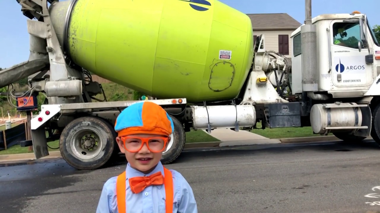 Blippi's Fan-Visits Construction Site/Cement Concrete-Mixer Truck #blippi #constructionequipment