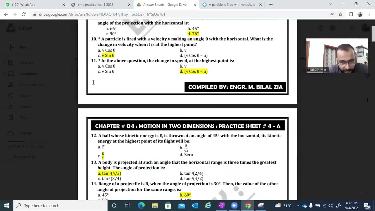 PMC practice Test 2022 |  paper #01 | Part #01