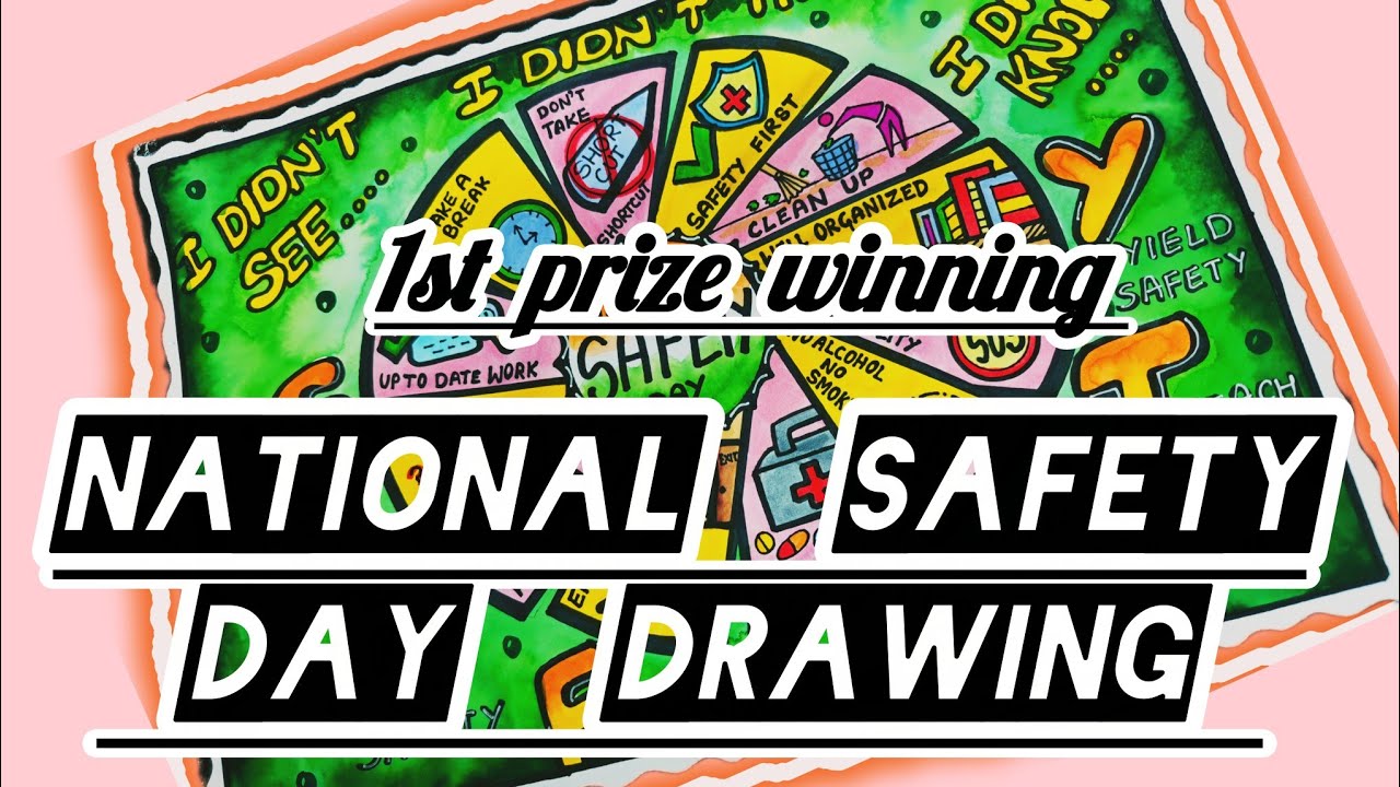 National Safety Day Drawing easy,4th March| Safety Day Poster Drawing| Safety First drawing