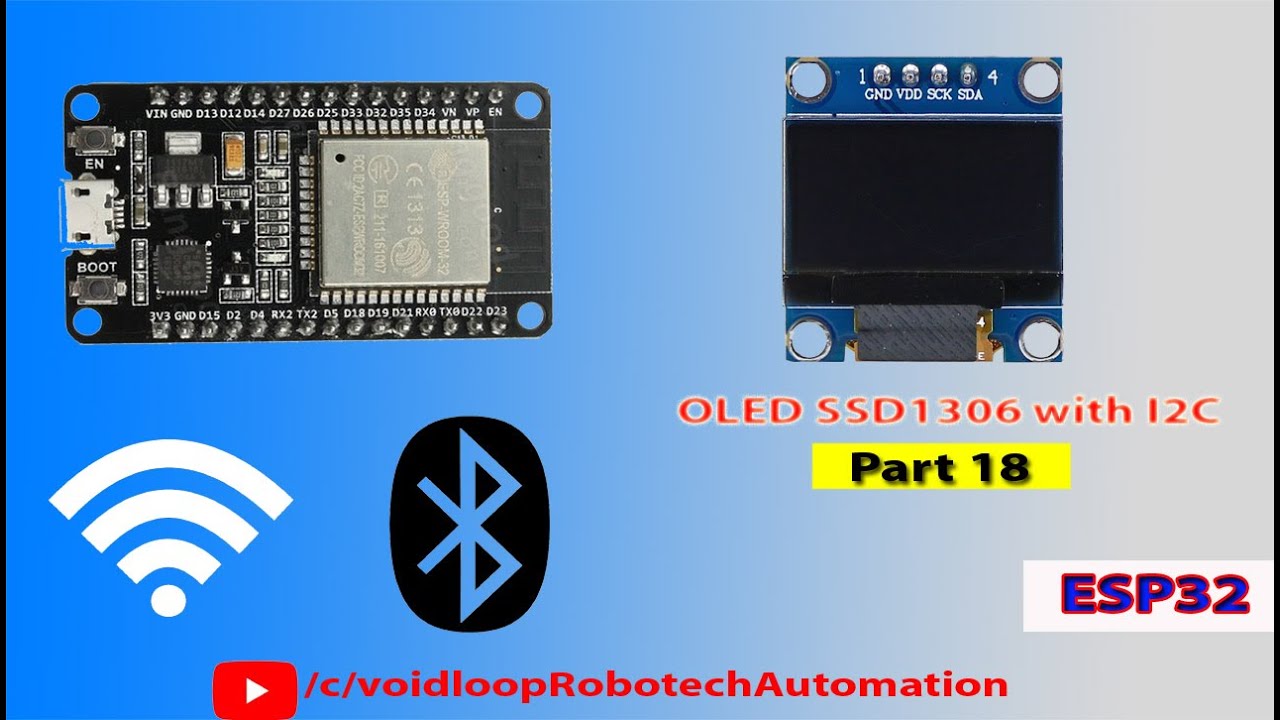 18 OLED SSD1306 I2C  display with ESP32 by using Adafruit library