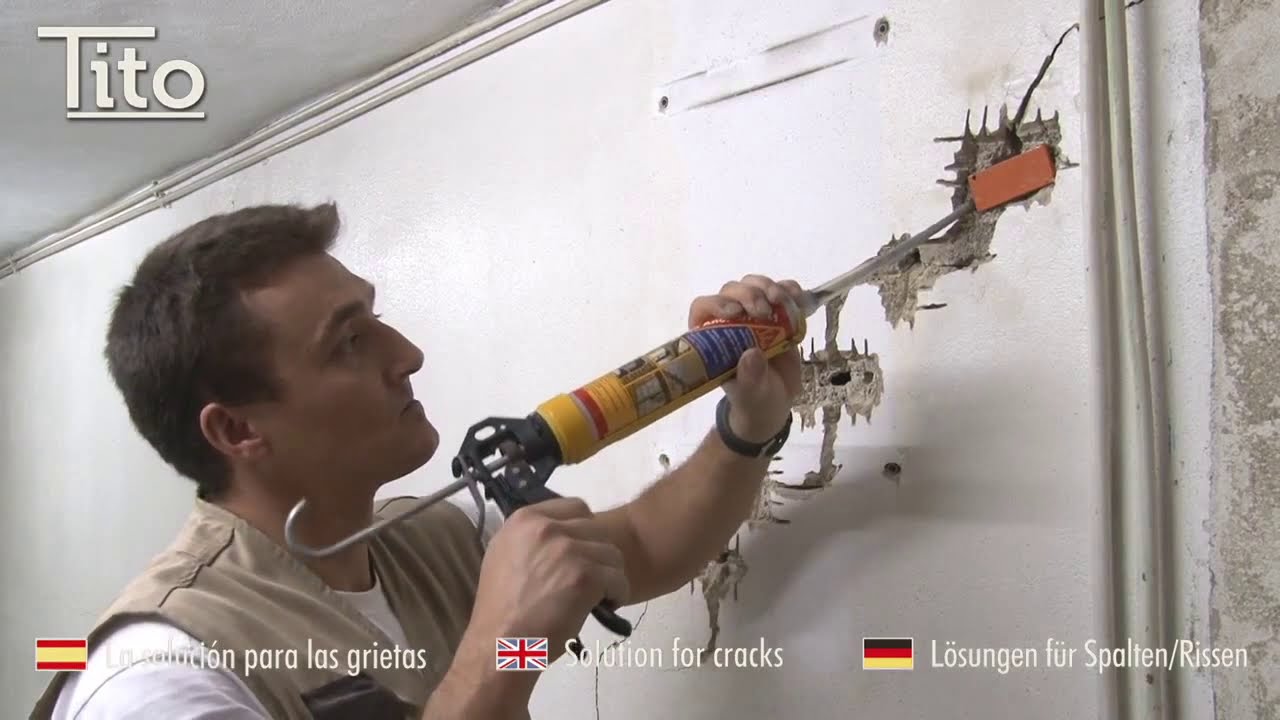 Reparación de grietas en una nave de pared