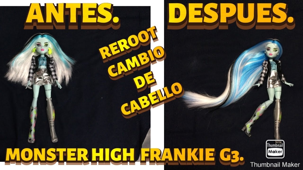CÓMO CAMBIAR EL CABELLO DE UNA MONSTER HIGH G3, REROOT A FRANKIE STEIN SKULLMATES.