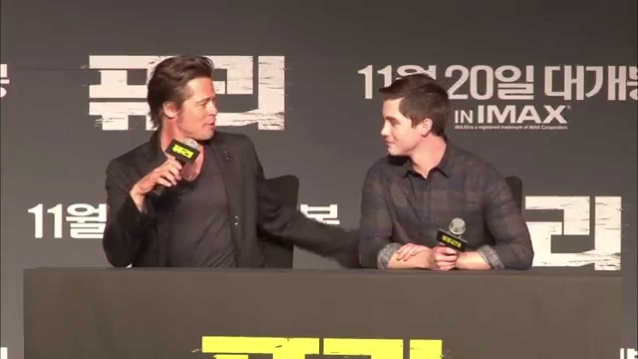 Fury: South Korea Press Conference - Brad Pitt, Logan Lerman | ScreenSlam