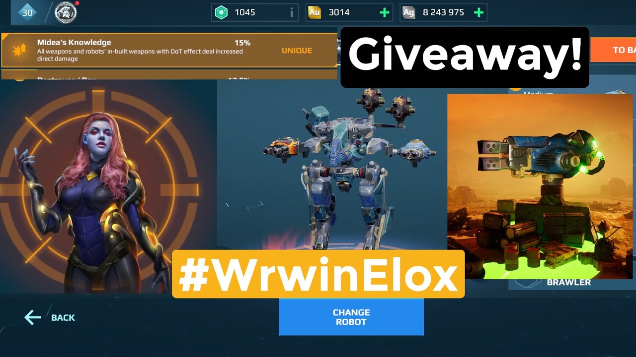 Rex Acid  Pilot Midea 15% Damage | New giveaway #WRWinElox | War Robots Gameplay 