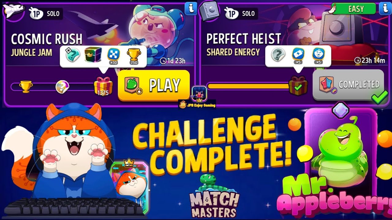 2 Solo/Jungle Jam+Blow Em Up Solo Challenge Cosmic Rush/1375 Score/ Shared Energy+Rainbow 725 Score