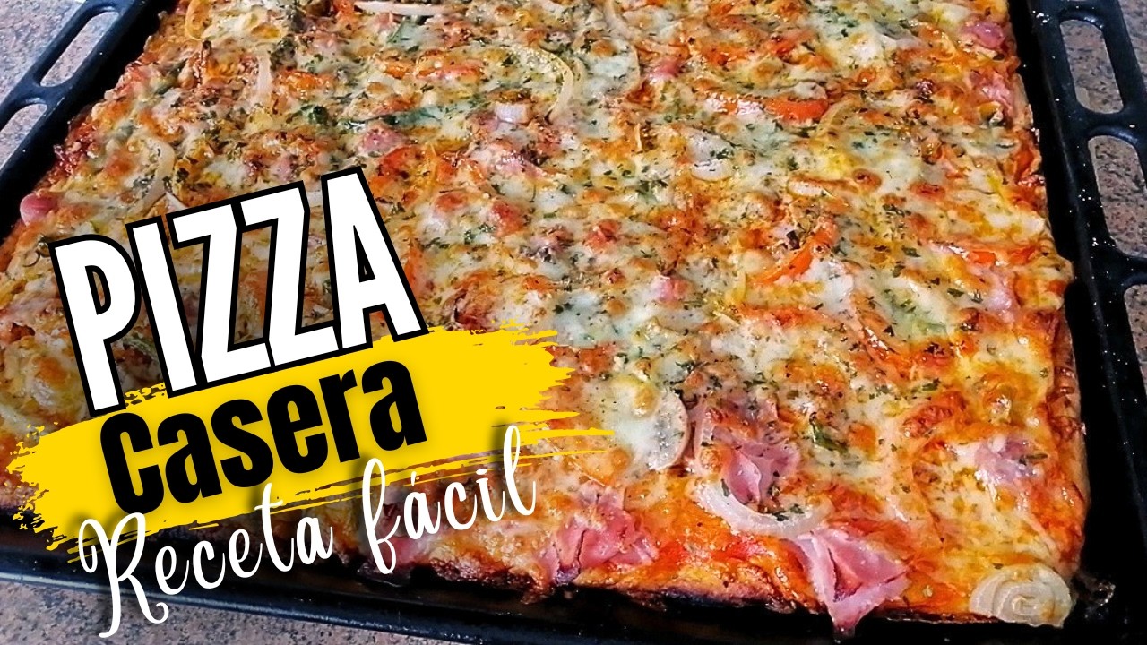 Como hacer Pizza casera de jamón y queso super fácil