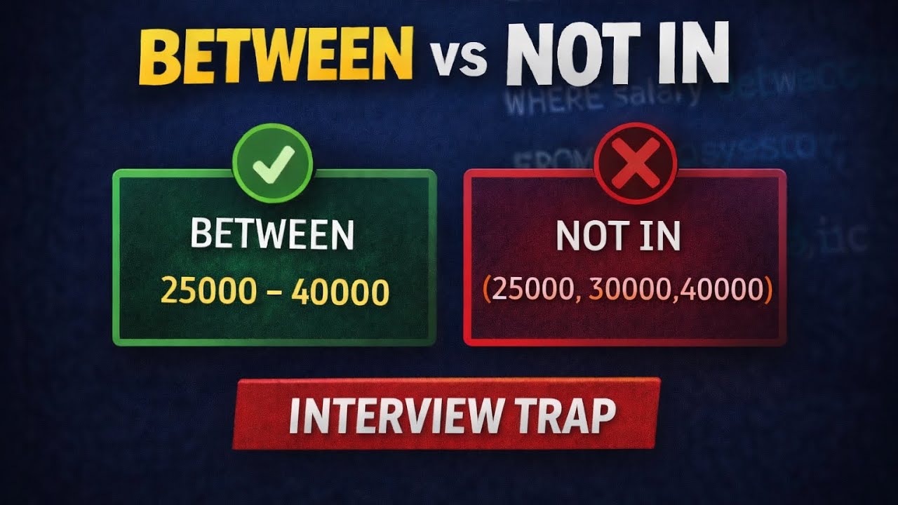SQL Day 6: IN vs NOT IN vs BETWEEN Explained in Marathi | Interview + Real Project