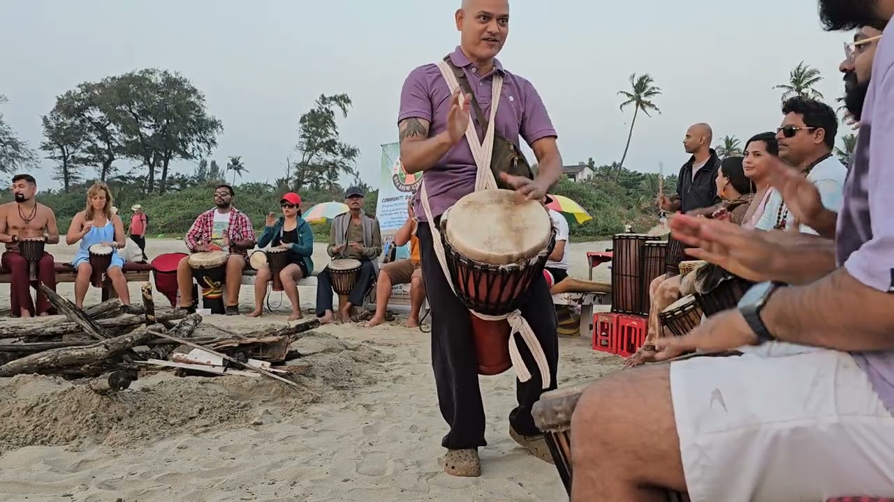 Goa drum circle in arambol beach, #goa #drumcircle #party #viralvideo 