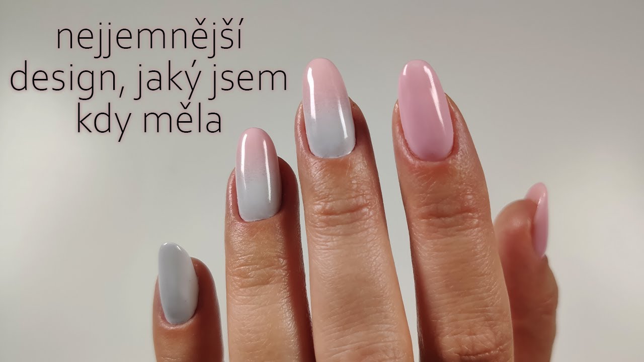 Růžovo-šedé zdobení nehtů | ombre houbičkou || #NailArtAlexandra 💅