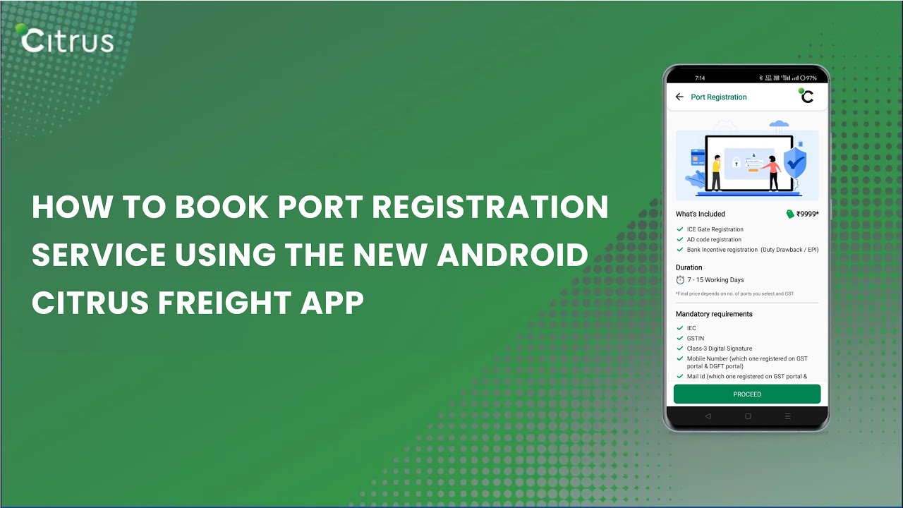 How to Book Port Registration Service Using the New Citrus Freight Android App | Export Globally