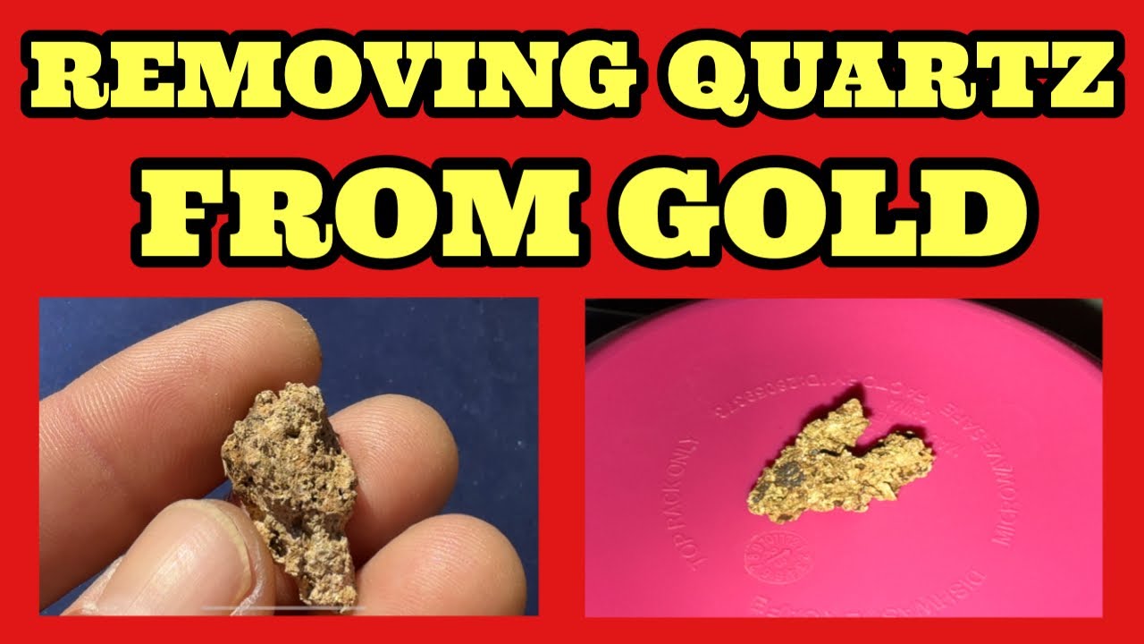 Removing quartz and host rock from a chunk of gold. Amazing specimen revealed