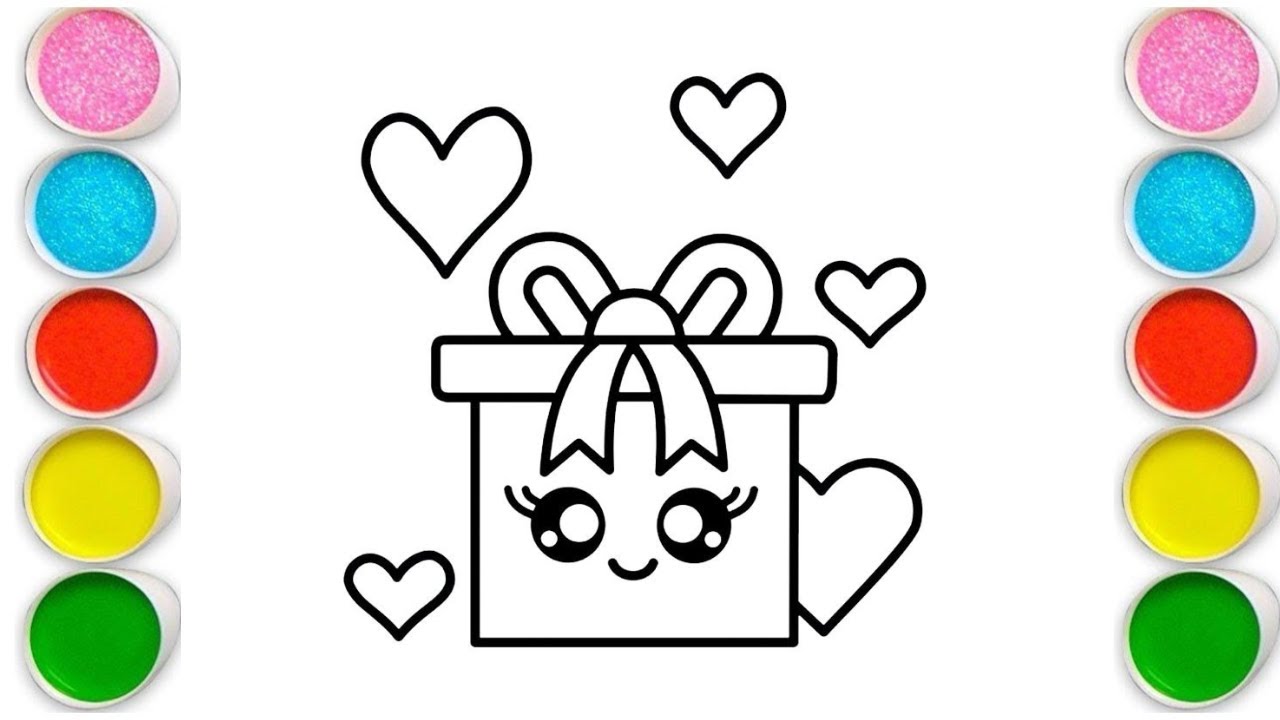 Gift Box Drawing, Painting & Coloring For Kids and Toddlers_ Easy Art