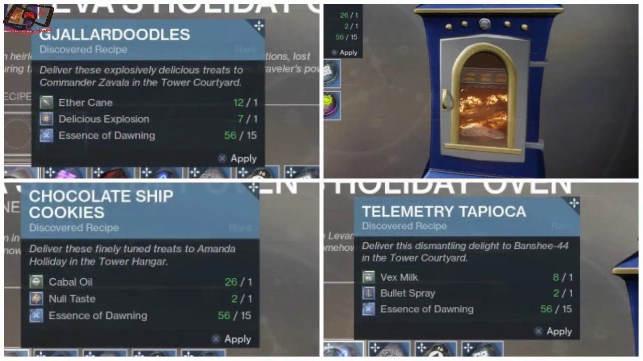How to Make All Eva levante Oven Recipes - The Dawning Destiny 2