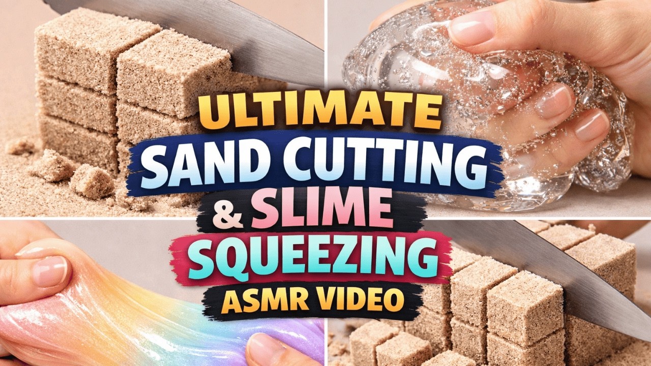 Deep Relaxing ASMR | Kinetic Sand Cutting & Glossy Slime Squeezing (Stress Relief)