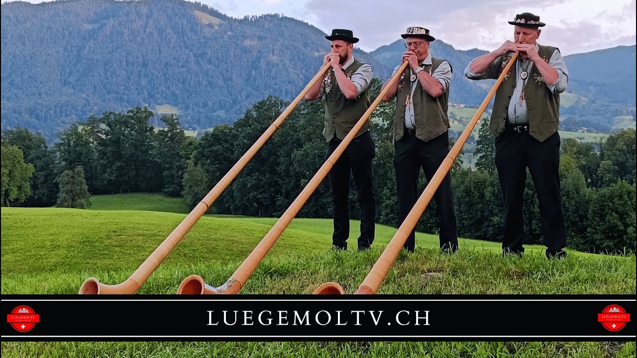 Tagwache am 1. August in Kerns mit dem Alphorn Trio "Zwei und no Eine" - LuegemolTV