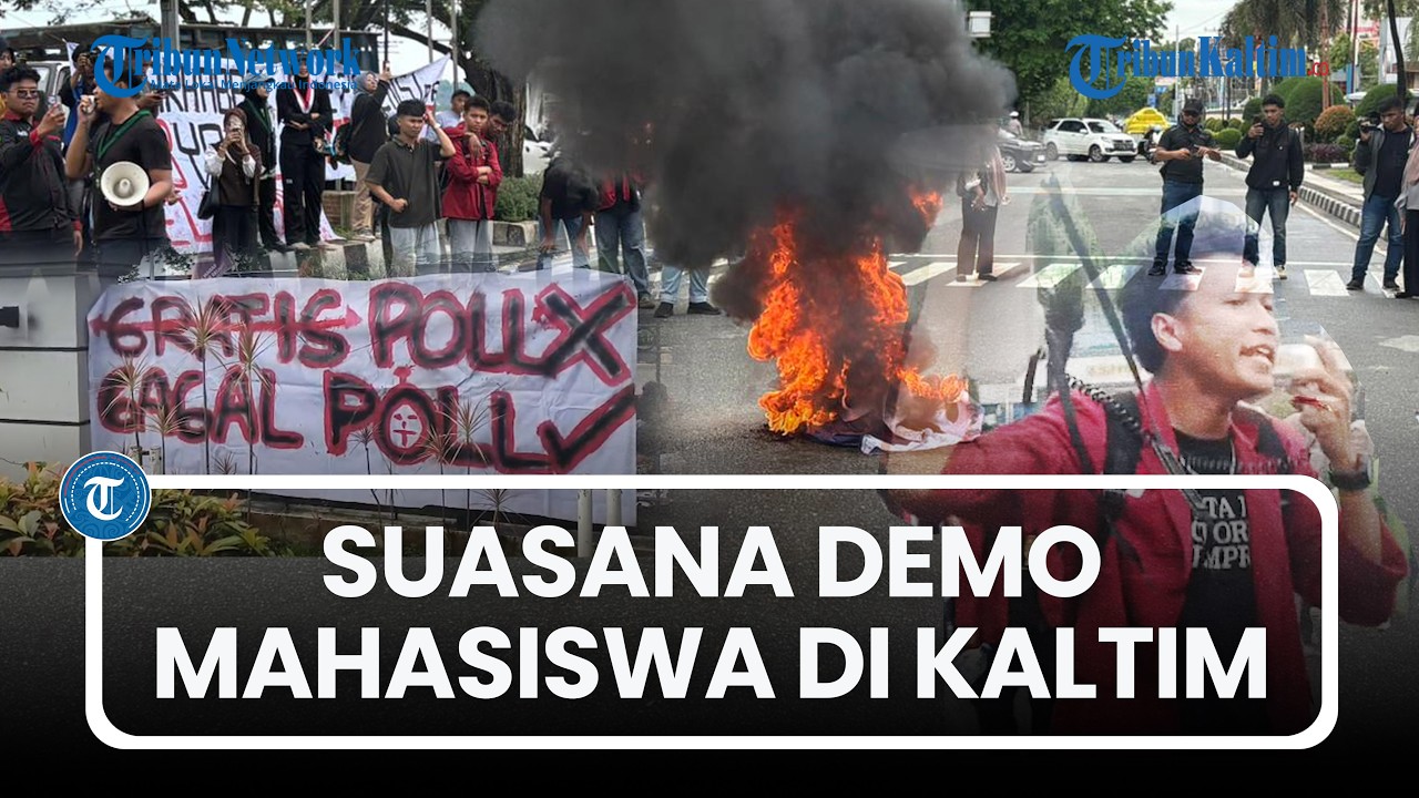 Suasana Demo Mahasiswa di Samarinda Kaltim, Tuntut Realisasi Gratispol Rudy Masud-Seno Aji