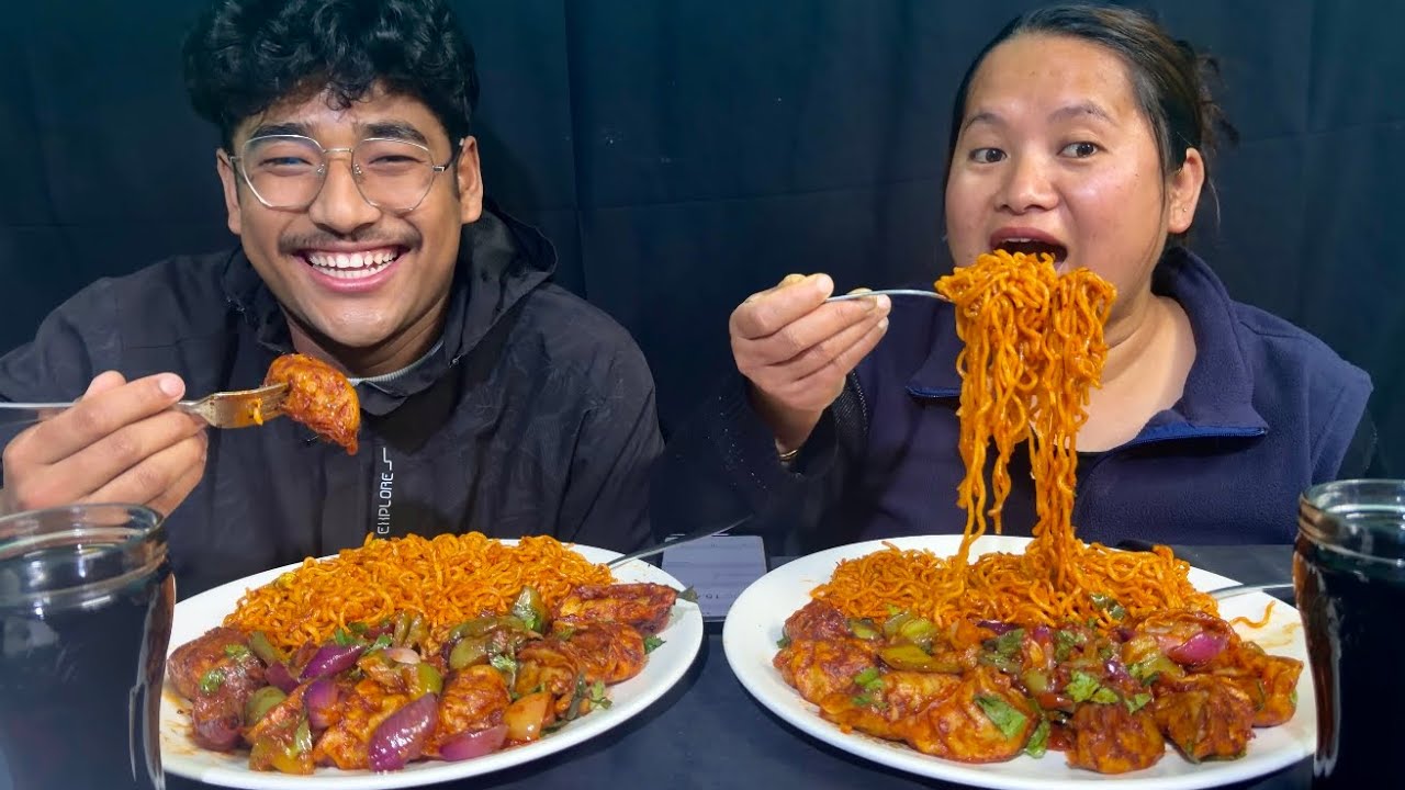 SPICY 🥵 C-MOMO & SPICY 🔥CURRENT NOODLES CHALLENGE || EATING CHALLENGE 🔥@Anishstha9  